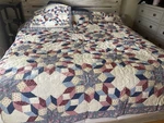 Vtg American Pacific Quilt Hand Crafted Queen Set X86 W 2 Shams Shasta Star. Fixed Price $79.00.
