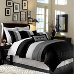 Chezmoi Collection Loft 6-PIECE Luxury Striped Comforter Set (twin, Black/gra.... Fixed Price $110.77.