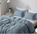 Sunstyle Home Queen Size Duvet Cover Set W Button Closure Microfiber Gray Blue. Fixed Price $24.99.