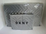 Dkny Pinsonic Velvet Full Queen Standard Quilted Shams Set Platinum Gray. Fixed Price $115.00.
