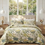 Durlengen Forest 100 Cotton King Quilt 3PCSBOHEMIAN Reversible Leaves Flowers. Fixed Price $131.48.