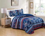 Better Home Style 2 Piece Light & Dark Blue White Red Striped Nautical Ships .... Fixed Price $30.78.