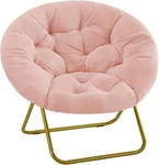 Oversized Moon Saucer Chair Foldable Comfy Soft Faux Fur Lounge Seat,metal Frame. Fixed Price $75.19.