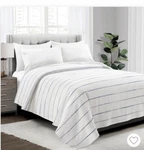 Lush Cor Ombre Stripe Yarn Dyed Full / Queen Coverlet Blanket Navy White. Fixed Price $49.99.