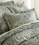 Pottery Barn Bella Paisley Floral Duvet Blue Sage 100% Organic Cotton - Queen. Fixed Price $65.00.