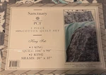 Sanctuary Pacific Coast Textiles King 3PC 100% Cotton Quilt Set Gray Blue Floral. Fixed Price $50.00.