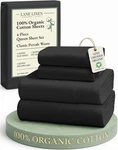 Lane Linen 100% Organic Cotton Size Sheets Set, Queen, 13: Black. Fixed Price $81.24.
