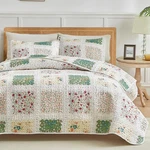 Joyreap 3 Pieces Quilt Set Full/queen, Patchwork QUEEN-90"X90", Floral Plaid. Fixed Price $46.99.
