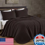 Chezmoi Collection Kingston Queen Bedspread Set 3-PIECE Brown Oversized. Fixed Price $72.45.