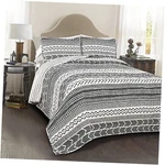 Hygge Geo Pattern Striped 3 Piece Bedding Set Full/queen Black & White Quilt. Fixed Price $85.78.