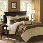 Madison Park 7-PIECE Comforter Set Faux Suede Design, Striped Accent, All Season. Fixed Price $194.99.