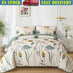 Floral Bedspread Quilt Set Botanical Microfiber Bedding Pillow Cases New. Fixed Price $54.77.