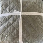Pottery Barn Belgian Flax Linen Diamond Quilt Dark Green King Cal New. Fixed Price $220.00.