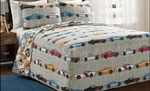 Twin 2-PIECE Bedspread Race Cars Set Blue/orange Kids Bedding Lush Cor New. Fixed Price $70.00.