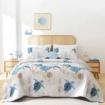 Coastal Quilt Set King Size - Sea Turtle Ocean Print Lightweight Soft Microfiber. Fixed Price $57.16.