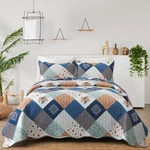 Dinjoy Reversible Patchwork Quilt Bedding Set Size Blue Queen,. Fixed Price $48.81.