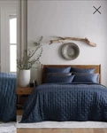 Threshold King Set Navy Blue Quilted Polyester Modern Luxury Bedroom. Fixed Price $95.00.