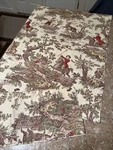 Vintage French Country Colonial Toile Fabric With Hunting Scene. Fixed Price $29.99.