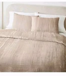 West Elm Lush Crinkle Velvet Duvet Cover Queen 92X88 Sand Romantic Bedding Euc. Fixed Price $69.90.
