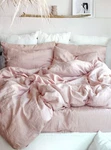 Linen Bedding Set, Rose Pink Queen Quilt Cover Soft Duvet. Fixed Price $119.00.