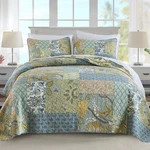 Quilt Set Queen 100% Cotton Bohemian Patchwork Reversible Lightweight Newlake. Fixed Price $124.99.