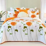 Evenhug 100% Cotton Quilt King Size Orange Sunflower Bedding Set Floral Light.... Fixed Price $90.25.