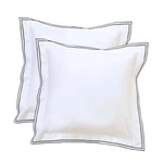 White Euro Pillow Shams Covers Set Of Square (26" X 26") With Black Trim. Fixed Price $36.80.