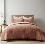 New West Elm Velvet Terracotta Clay Queen / King Bedding Comforter & Sham Set. Fixed Price $149.40.