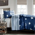Lush Decor Star Quilt - Reversible 2 Piece Pattern Striped Bedding Twin, Navy. Fixed Price $61.35.