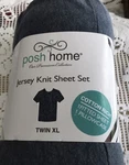 Posh Home Twin Xl Jersey Knit Sheet Set 2 Pieces Blue Cotton Rich New. Fixed Price $19.99.