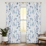 Beauoop Floral Linen Semi Sheer Curtains 108"L - 2 Panels For Living Room. Fixed Price $76.07.