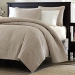 Full / Queen Size Khaki Light Brown Tan Coverlet Quilt Set With 2 Shams. Fixed Price $177.31.