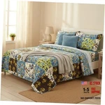 Tache 3 Pc Cotton Floral Blue Brown California King Mystical Autumn Leaves. Fixed Price $131.25.