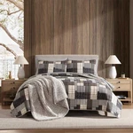 King Quilt Set 3 Piece Cotton Bedding Reversible Antique Brown Eddie Bauer Soft. Fixed Price $179.99.