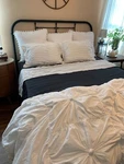 Linen Bedspread And Fitted Sheet / Queen Coal Black Was Custom $400. Fixed Price $245.00.