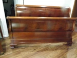 Ethan Allen Cal King Somerset Mahogany Sleigh Bed. Fixed Price $1100.00.