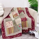 Tache Vintage Burgundy Cotton Patchwork Floral Decorative Quilted Throw Blanket. Fixed Price $69.99.