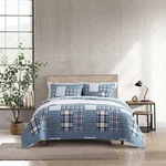 Luxurious Hawthorne Blue Queen Quilt Set Lightweight Cotton For -round Use. Fixed Price $148.98.