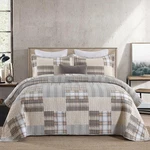 Kaloola 100% Cotton Quilts Queen Size, Farmhouse Brown Plaid Quilted Be.... Fixed Price $128.73.