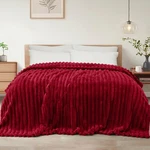 Exclusivo Mezcla King Size Flannel Fleece Blanket, Super Soft Striped Jacquard. Fixed Price $39.42.