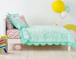 Pillowfort Birds Scalloped Edge 2 Pc Twin Quilt Set Mint Green Sham New White. Fixed Price $89.99.