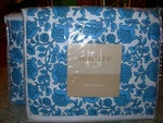 Nobility "calypso" 2PC King Sham Blue/white Stripe/floral Nib. Fixed Price $46.49.