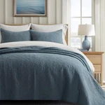 Evergrace King Quilt Set Paisley Stormy Blue 100% Cotton 3PC Lightweight New. Fixed Price $84.99.