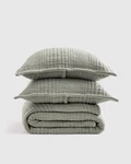Nwot Quince Organic Cotton Channel Stitch Coverlet Set King Cal Green. Fixed Price $118.00.
