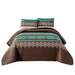 Wpm World Products Mart Southwest Teal/beige/brown Print Bedspread 3 Piece Na.... Fixed Price $64.59.
