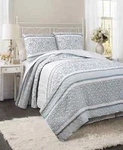 Lush D Cor Nisha Botanical Reversible 3PC King Quilt Set Blue New. Fixed Price $98.99.