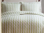 Laura Ashley Lillie Sage Green Striped Scallop Edge Queen Size Quilt Set Cotton. Fixed Price $123.00.
