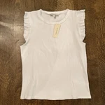Francesca's Collections Womens Small Top White Ruffle Hem Sleeveless Crewneck. Fixed Price $12.50.