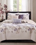 Madison Park Luna Printed Floral 6-PC. Quilt Set, King/cal Taupe/purple. Fixed Price $84.00.