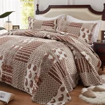 Leaonme Quilt Set - Full/queen Size Brown Paisley Patchwork 3 Piece Bedding S.... Fixed Price $69.17.